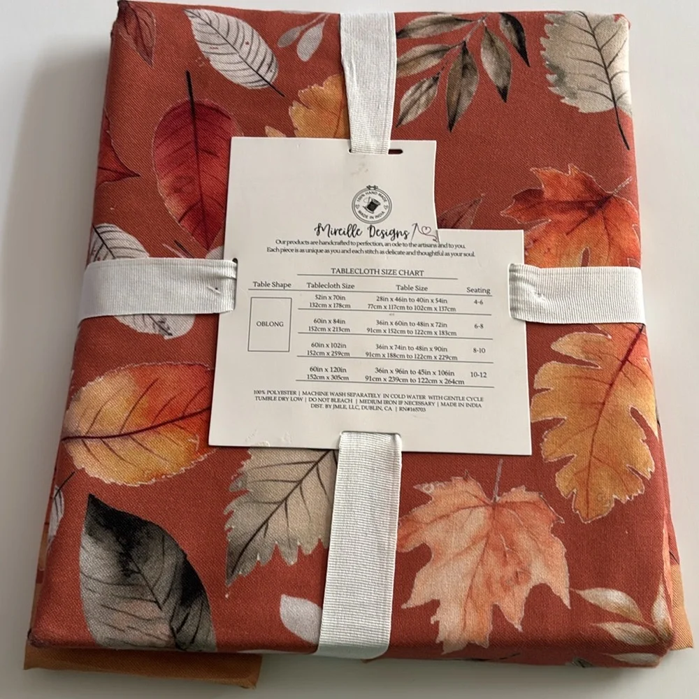 Mireille Designs Fall Leaves Tablecloth Luxury Living Autumn Leaf Tablecloth